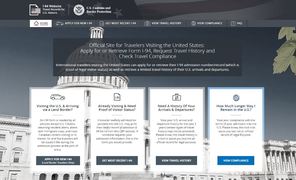 CBP Now Reminding Travelers of Last Departure Date on I-94 Website